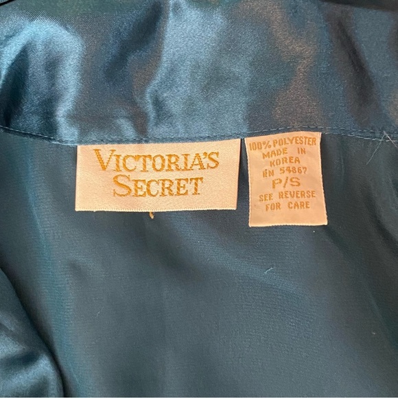 Victoria's Secet Gold Label Vintage Teal Double Breasted Long Sleeve Nightgown - Picture 10 of 11